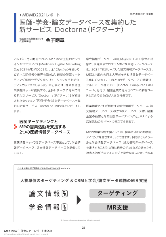 製薬マーケティングを強化するサービス・ツール中面サンプル