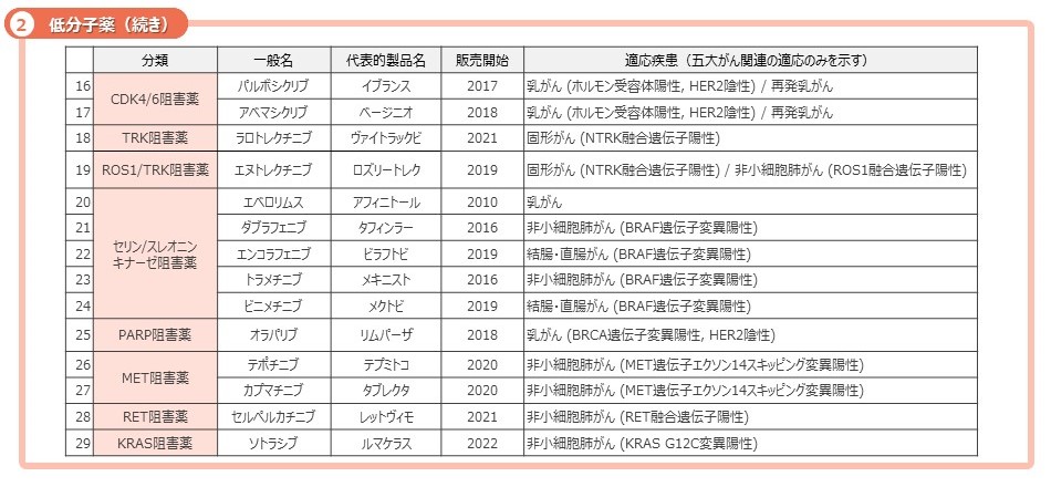 対象薬剤一覧:低分子薬16~29